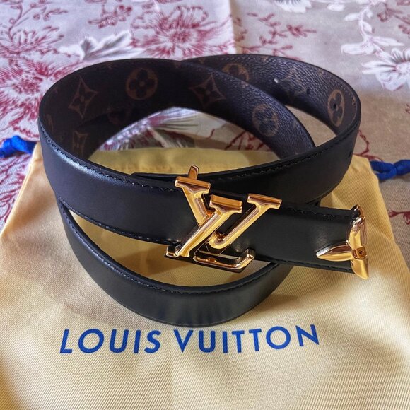 Louis Vuitton Monogram Reversible Belt 80cm / 32in Gold LV Buckle ✨ - Picture 2 of 7